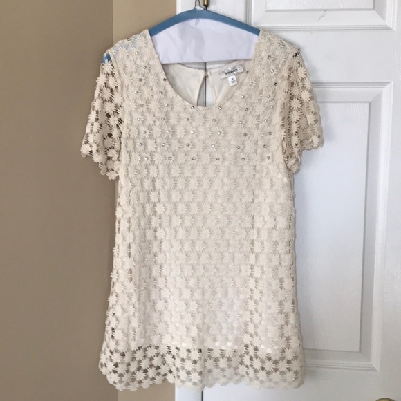 Cream knit, lined top, medium - Picture 1 of 7